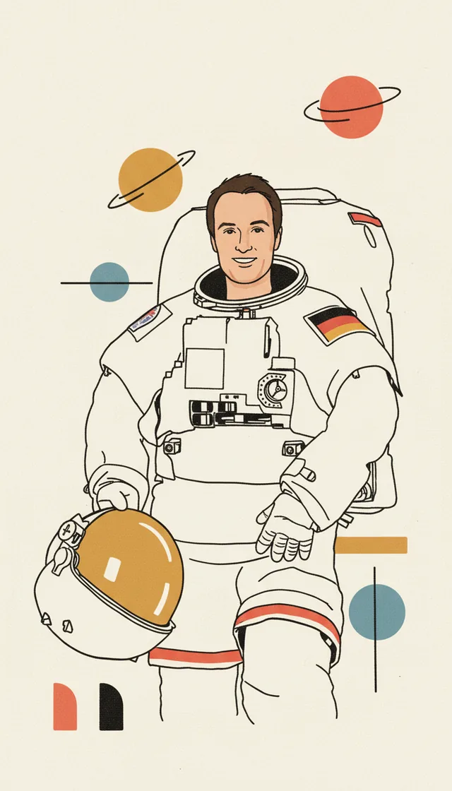 Gezeichnetes Porträt von Matthias Maurer